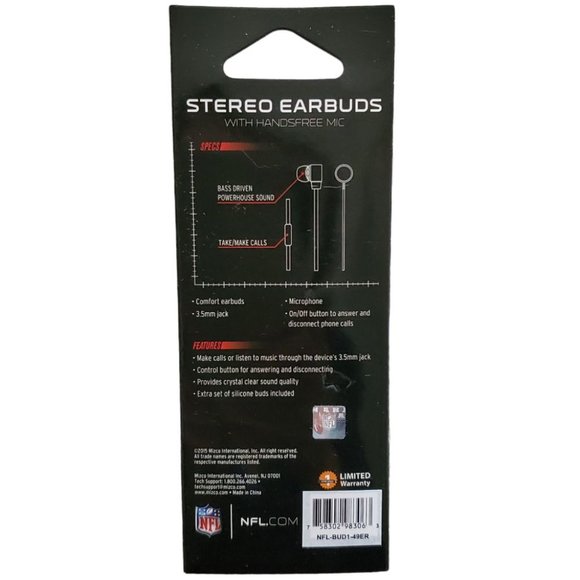 San Francisco 49ers NFL Stereo Earbuds With Microphone | NWT | Red Gold Black - Picture 2 of 5